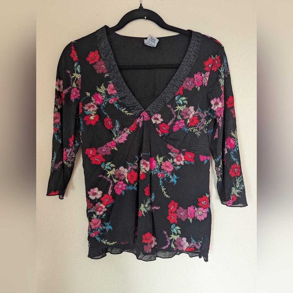 Old Navy Black Floral Blouse Size M Maternity